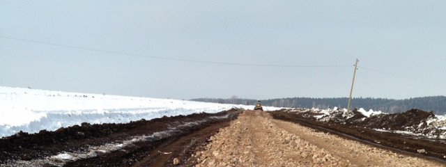Строительство дорог в поселке. Февраль 2014